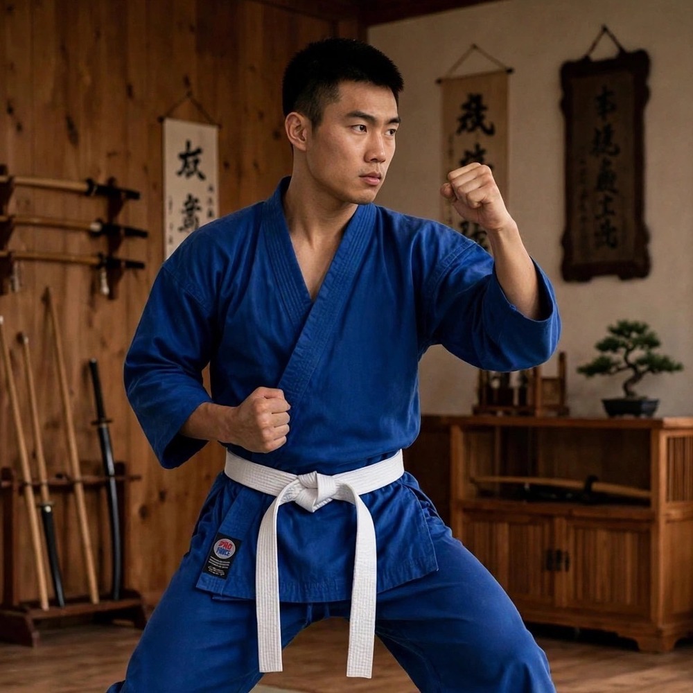 PROFORCE Blue Martial Arts Uniform shirt Gi Size 2 Cotton Polyester Blend